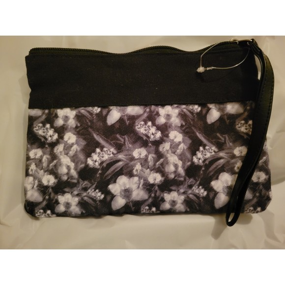 VANS Wristlet B&W Floral Canvas with 6.5" Hand Strap NWOT - Picture 6 of 7